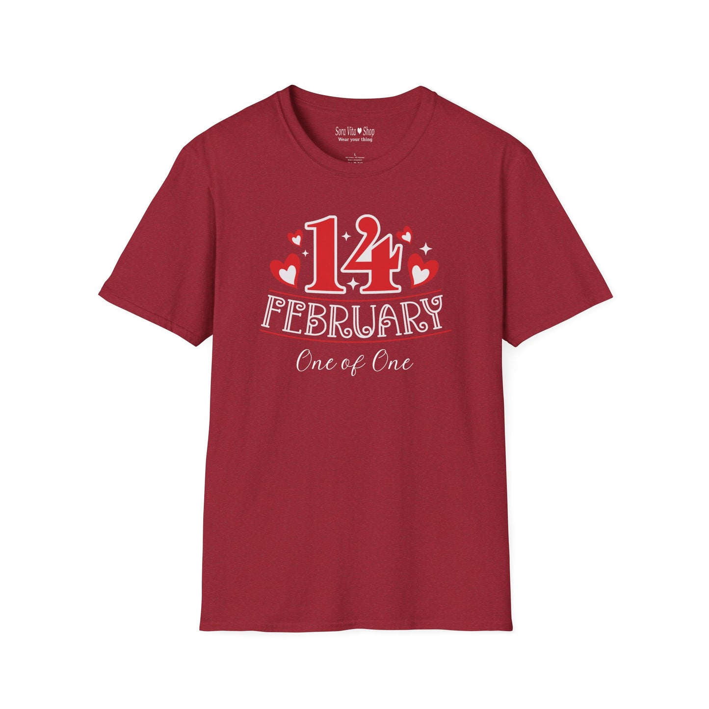 Personalized 14 February Script Heart Identity Tee